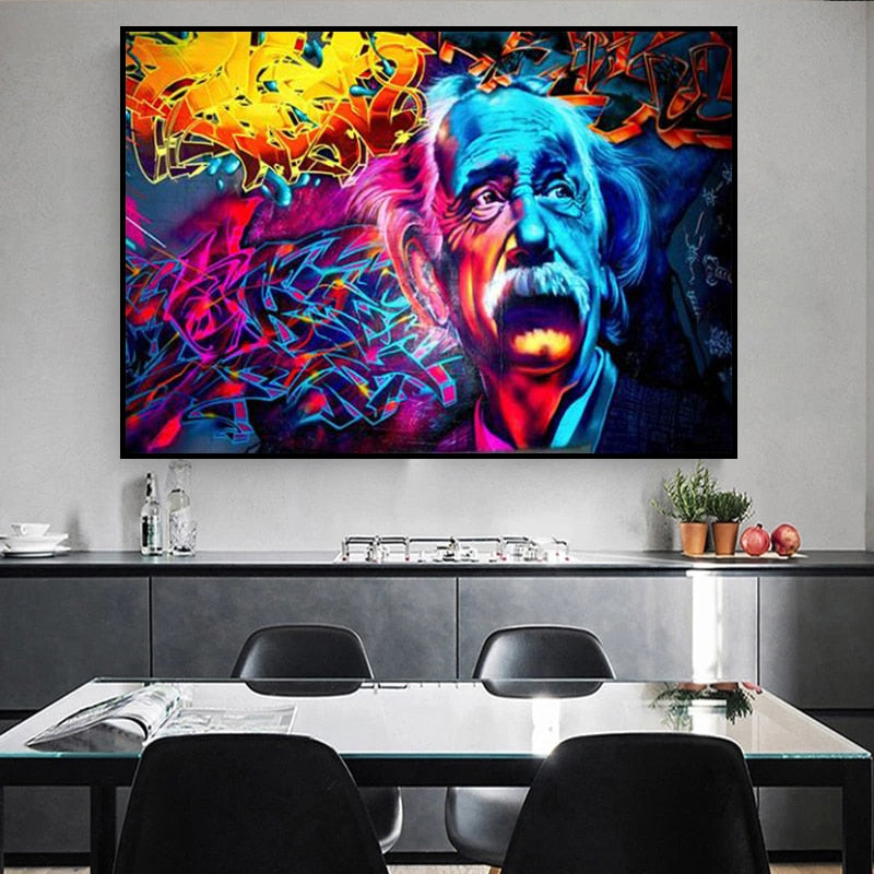Einstein Graffiti Canvass Wall Art