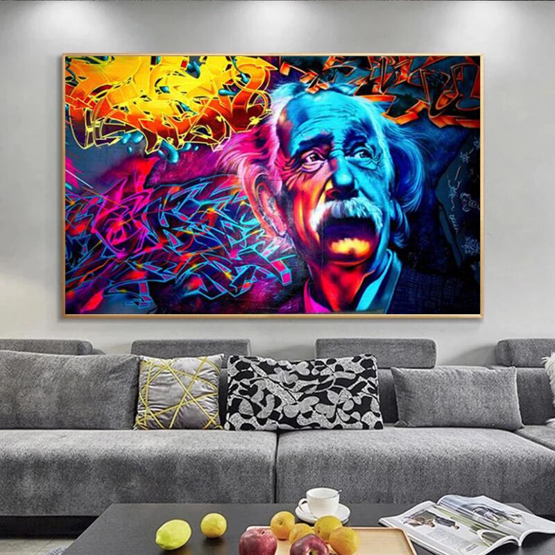 Einstein Graffiti Canvass Wall Art
