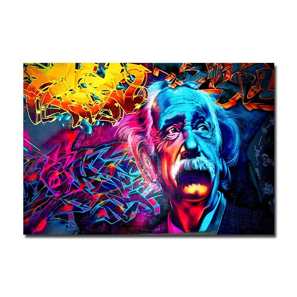 Einstein Graffiti Canvass Wall Art