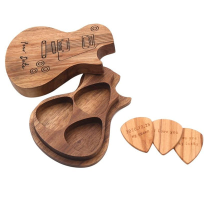 Engraved wooden guitar Picks