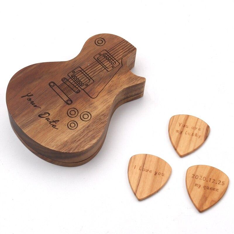 Engraved wooden guitar Picks