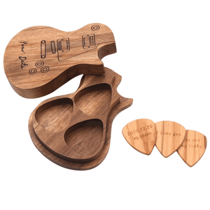 Engraved wooden guitar Picks