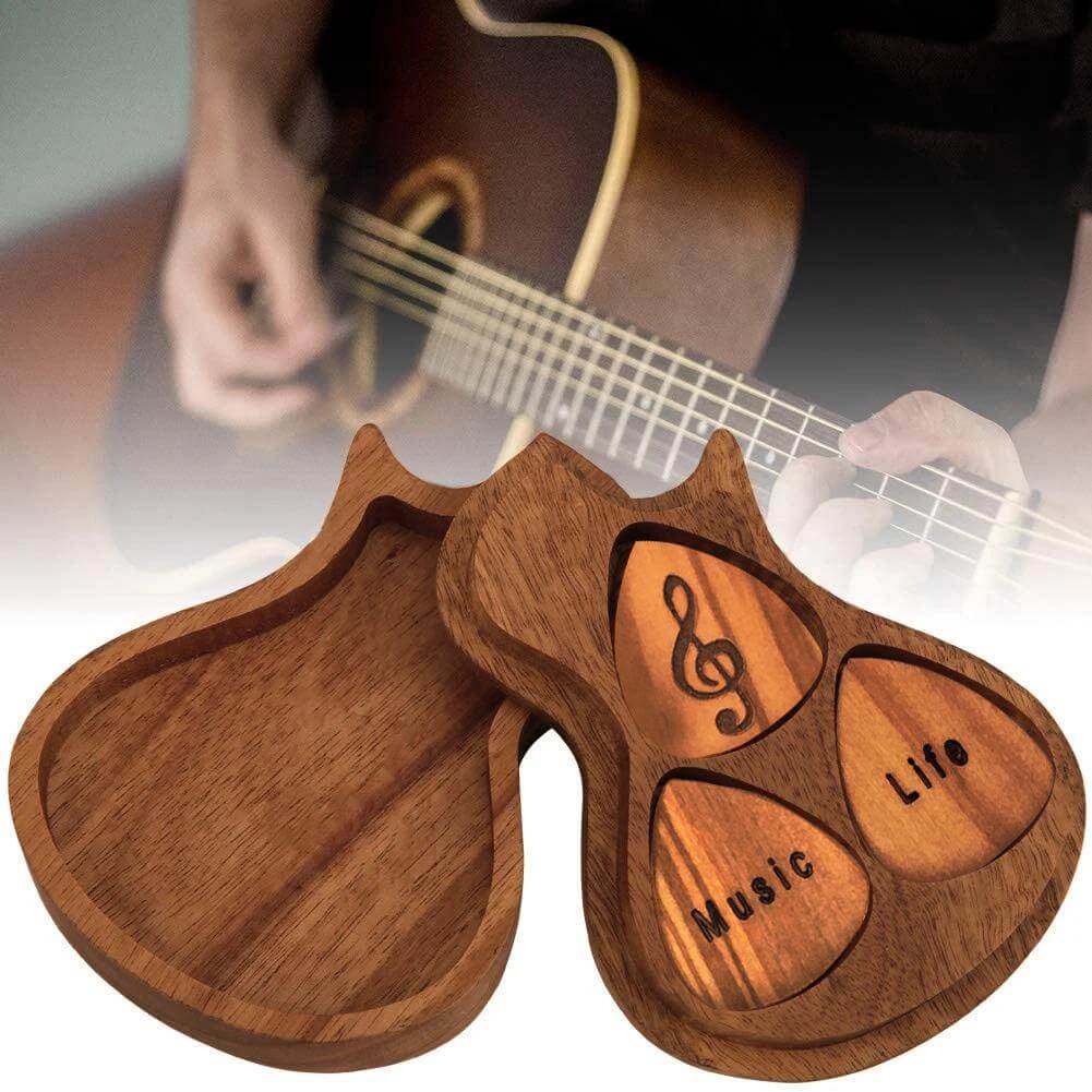 Engraved wooden guitar Picks
