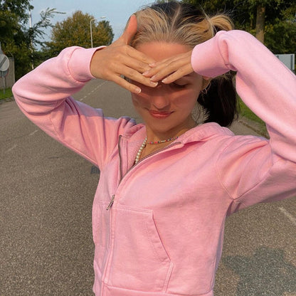 Extra Slim Cropped Zip-Up Hoodie