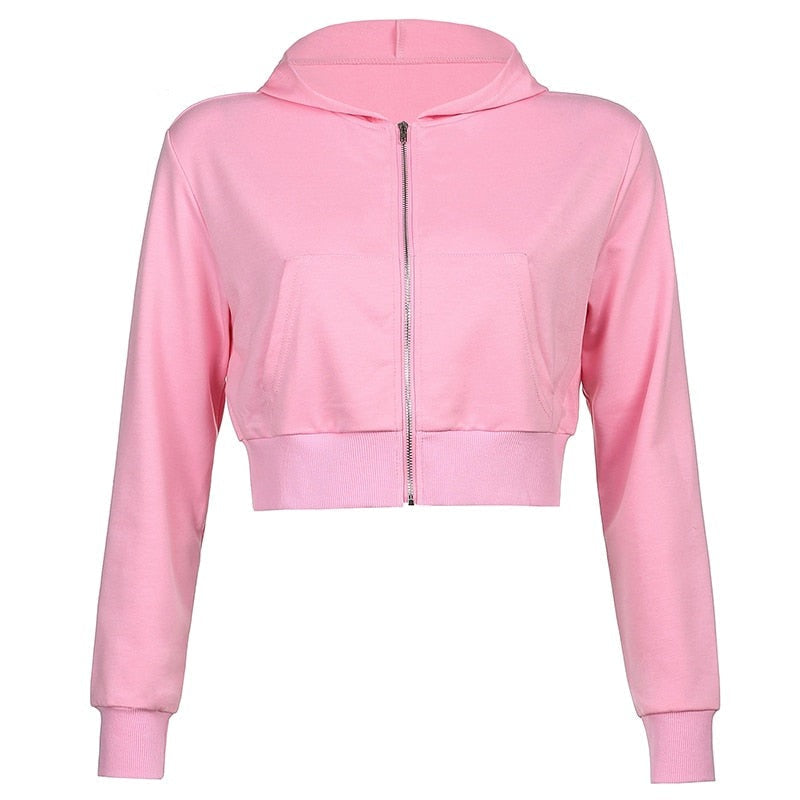 Extra Slim Cropped Zip-Up Hoodie