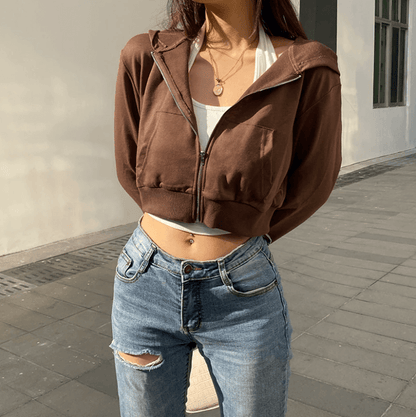 Extra Slim Cropped Zip-Up Hoodie