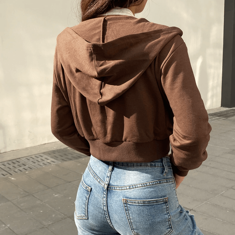 Extra Slim Cropped Zip-Up Hoodie