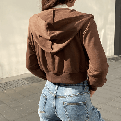 Extra Slim Cropped Zip-Up Hoodie