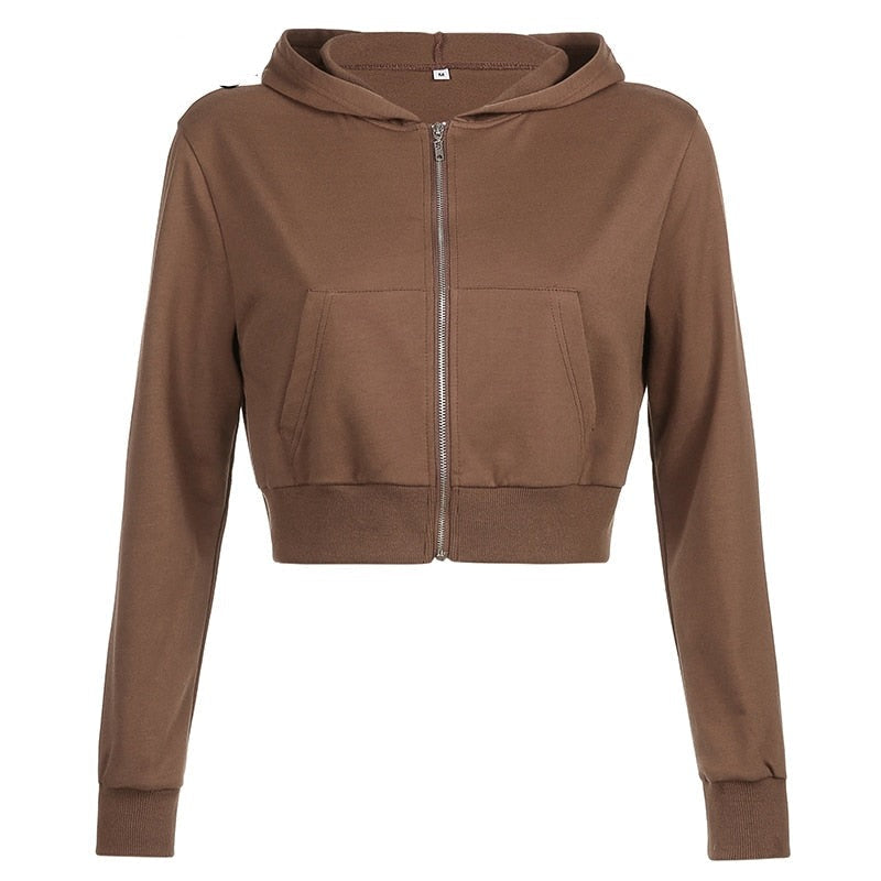 Extra Slim Cropped Zip-Up Hoodie