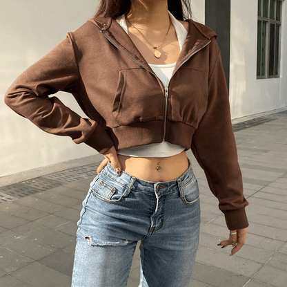 Extra Slim Cropped Zip-Up Hoodie