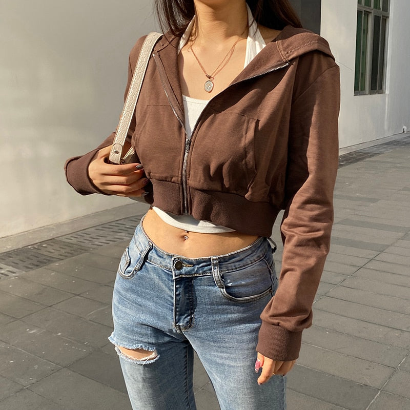 Extra Slim Cropped Zip-Up Hoodie