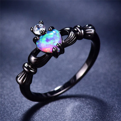 Fire Opal Heart Ring