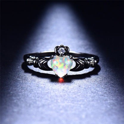 Fire Opal Heart Ring