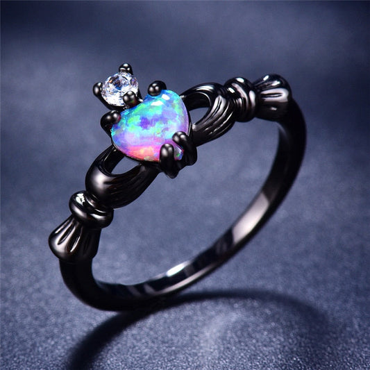 Fire Opal Heart Ring
