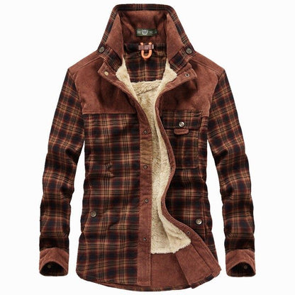 Flannel checked winter coat
