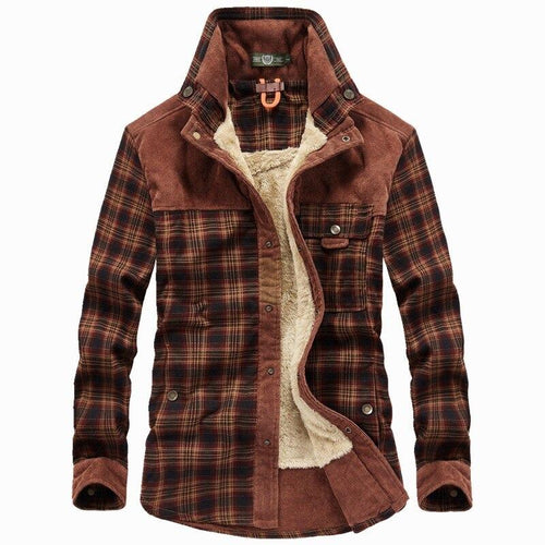 Flannel checked winter coat