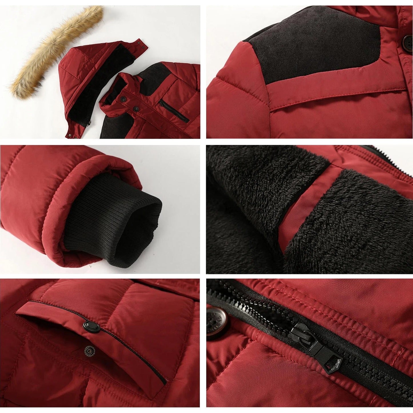 Fleece Fur Down Cotton Winter Coat for men