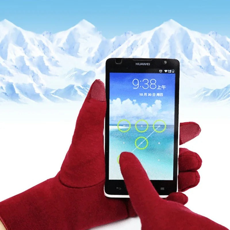 Fleece-lined thermal mittens for ladies
