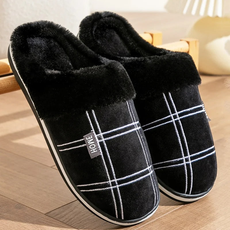 Flock Striped Men's Indoor Slippers