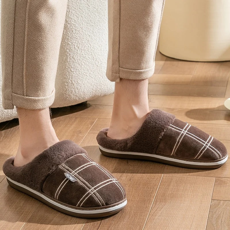 Flock Striped Men's Indoor Slippers