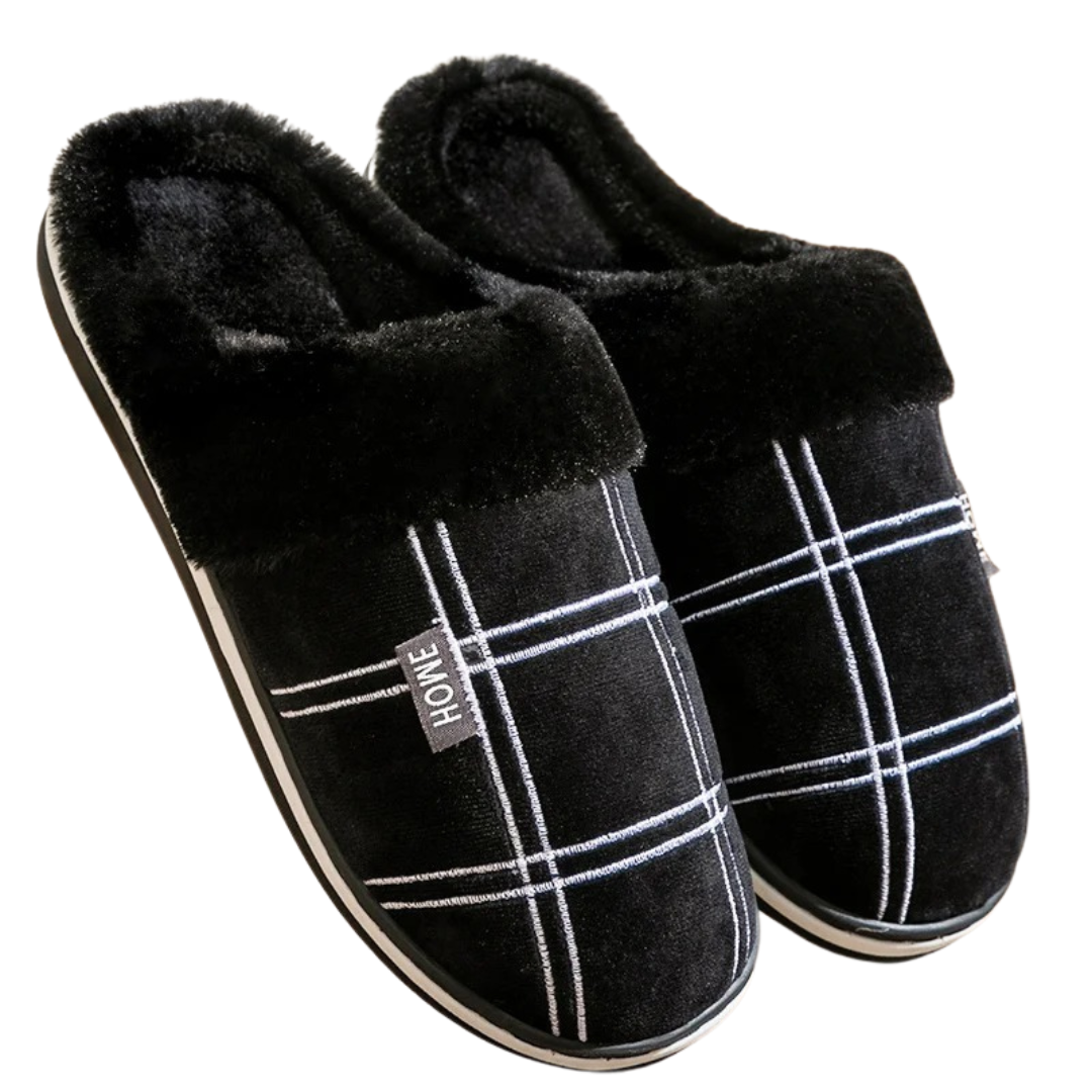 Flock Striped Men's Indoor Slippers