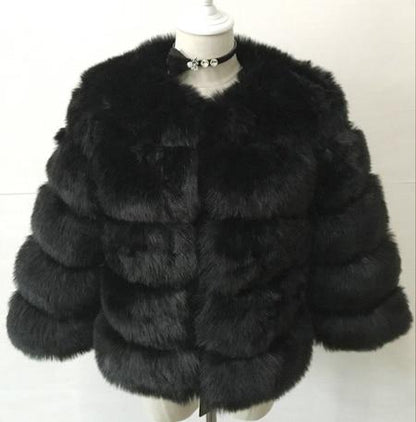 Fluffy faux fur ladies coat