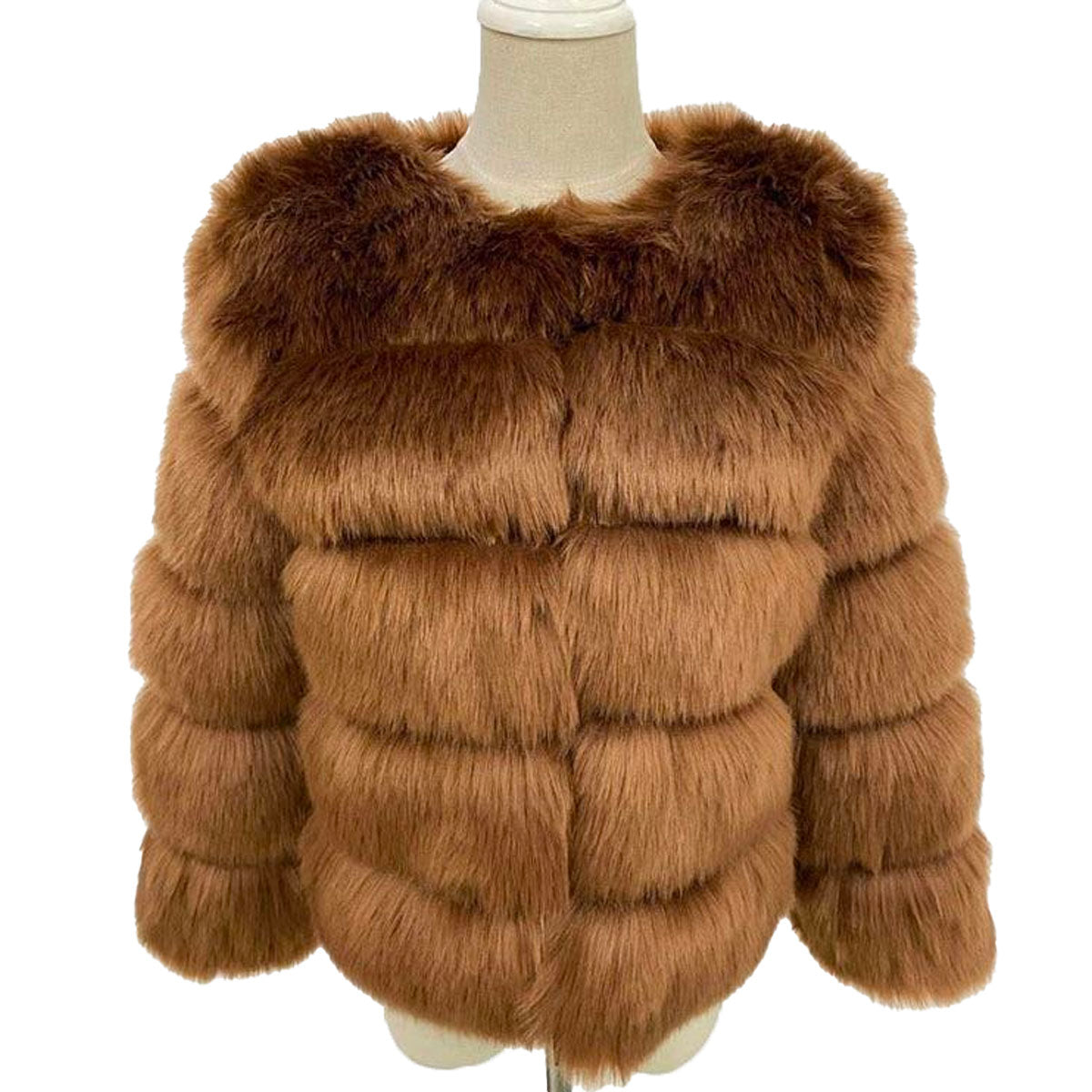 Fluffy faux fur ladies coat