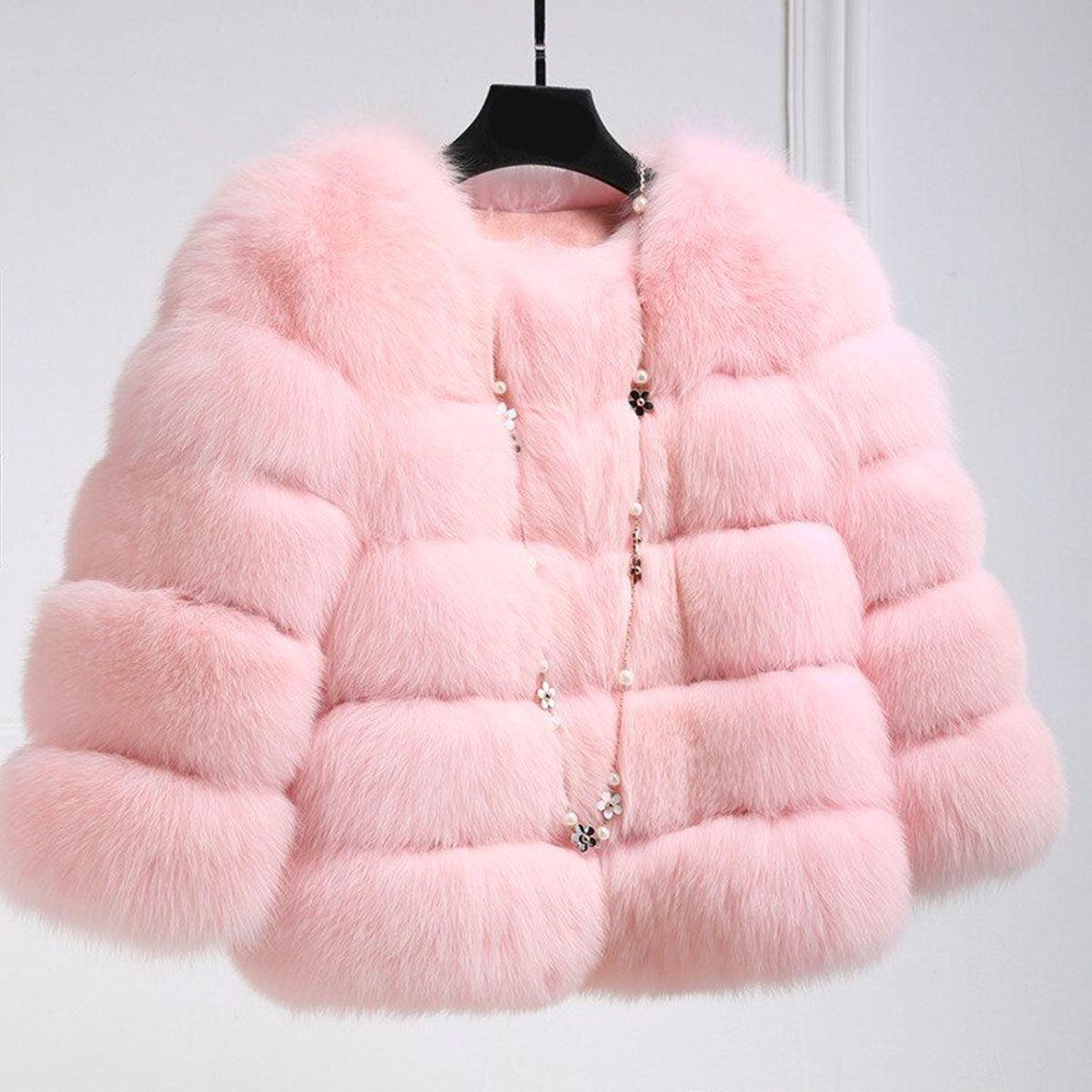 Fluffy faux fur ladies coat