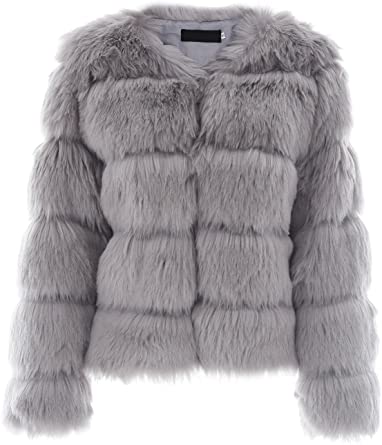 Fluffy faux fur ladies coat