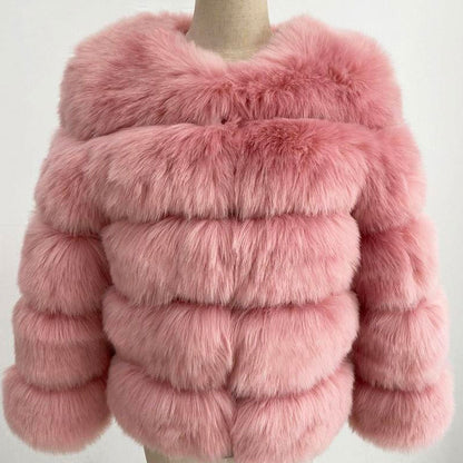 Fluffy faux fur ladies coat