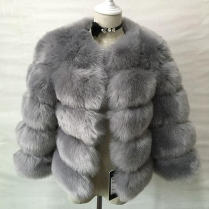 Fluffy faux fur ladies coat