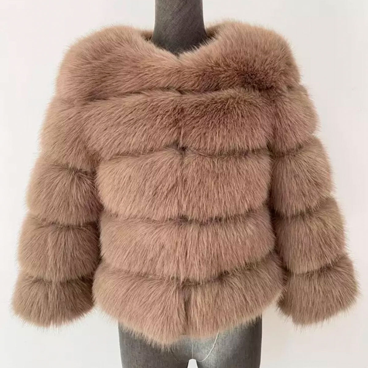 Fluffy faux fur ladies coat