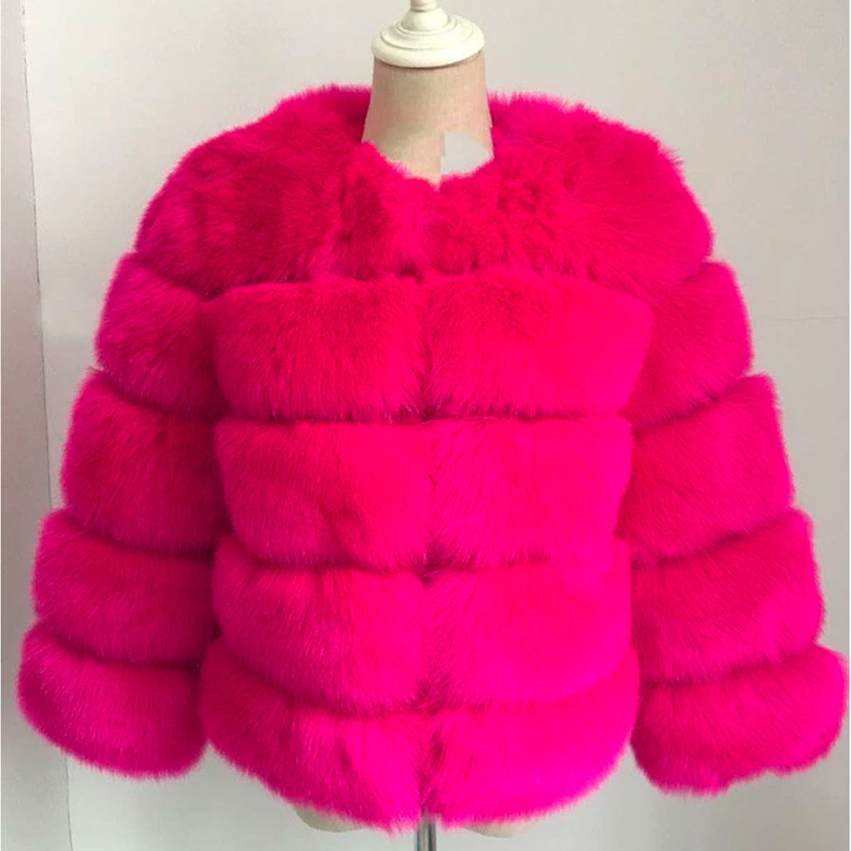 Fluffy faux fur ladies coat