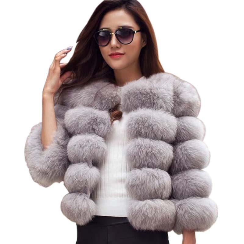 Fluffy faux fur ladies coat