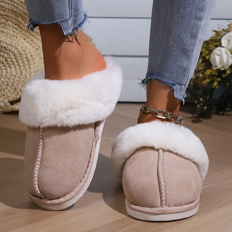 Fluffy warm slippers for women