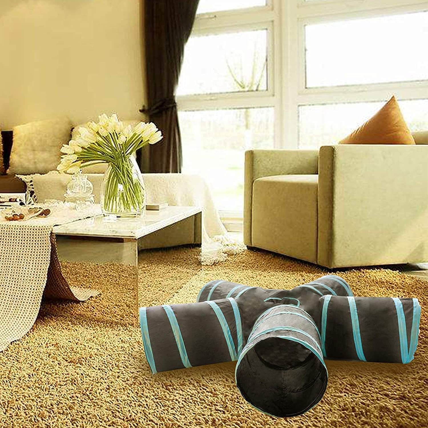 Foldable cat play tunnel