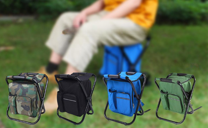 Foldable outdoor backpack stool