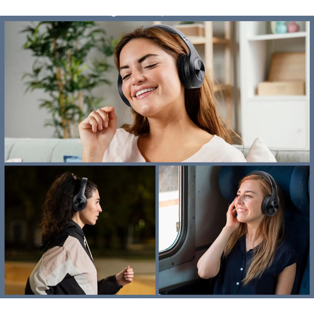 Foldable wireless headphones with active noice cancellation and microphone