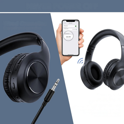 Foldable wireless headphones with active noice cancellation and microphone