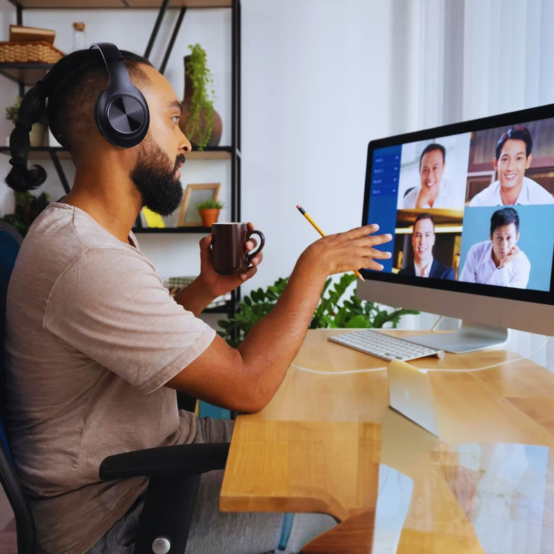 Foldable wireless headphones with active noice cancellation and microphone