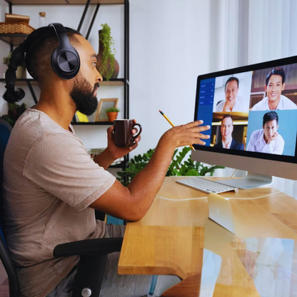 Foldable wireless headphones with active noice cancellation and microphone