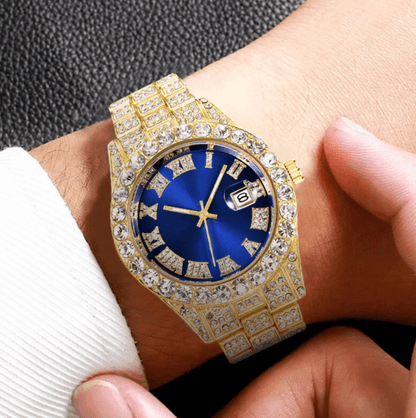 Fully Iced Out Roman Numerals Watch