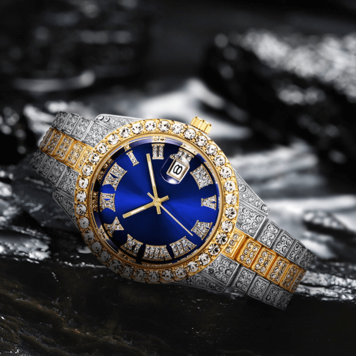 Fully Iced Out Roman Numerals Watch