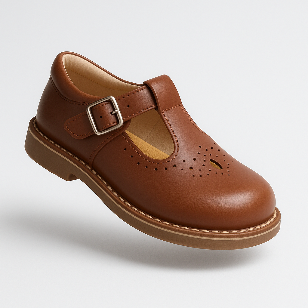 Girls' Shoes Flat Vintage Casual with Non-Slip Sole and Adjustable Strap