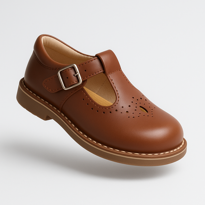 Girls' Shoes Flat Vintage Casual with Non-Slip Sole and Adjustable Strap