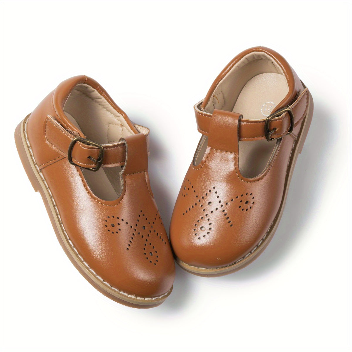 Girls' Shoes Flat Vintage Casual with Non-Slip Sole and Adjustable Strap