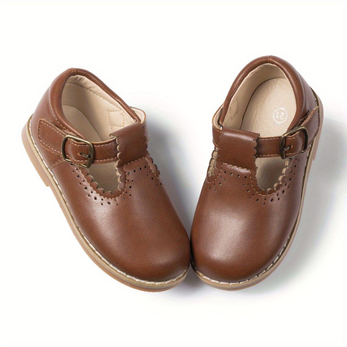 Girls' Shoes Flat Vintage Casual with Non-Slip Sole and Adjustable Strap