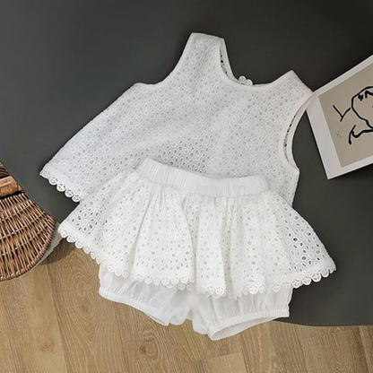 Girls' hollow lace set