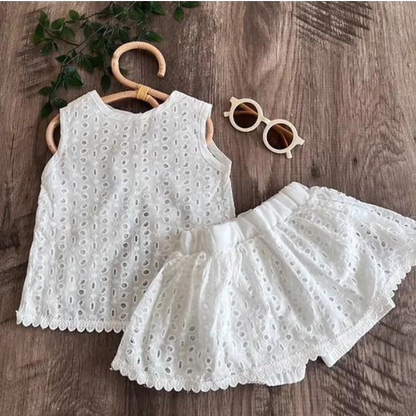 Girls' hollow lace set