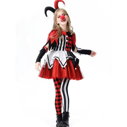 Girls Clown Dress Plaid Costume for Role Play 5